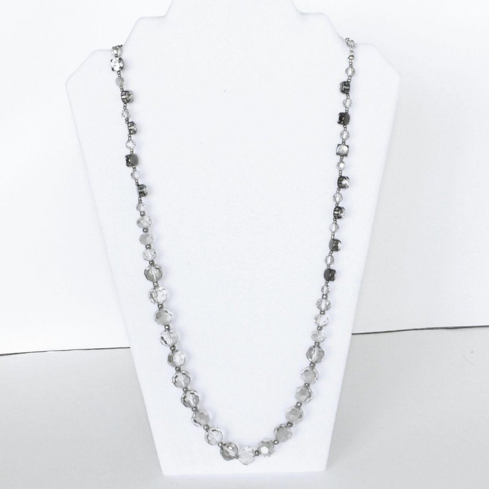 Ann Taylor Loft Opera Necklace Beaded Chaton Cryst - Picture 2 of 13